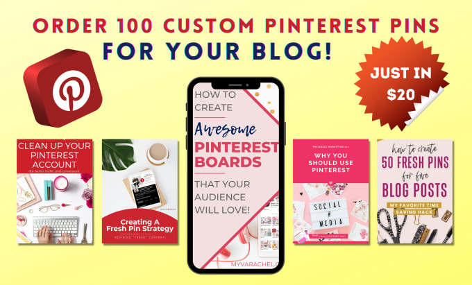 Gig Preview - Design 100 custom pinterest pins for your blog