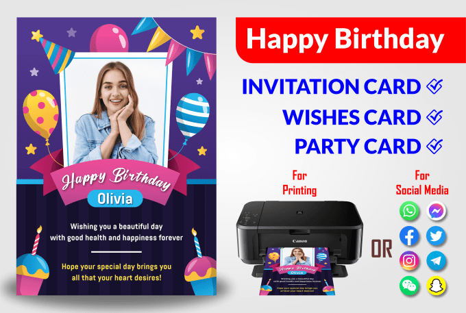 Gig Preview - Design a happy birthday wishes or invitation card or videos