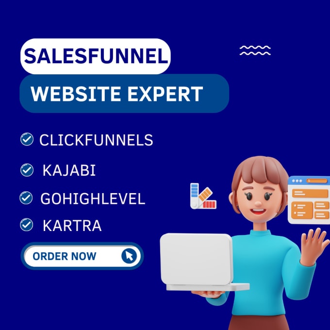 Gig Preview - Build modern landing pages, sales funnel in clickfunnels, gohighlevel, kajabi