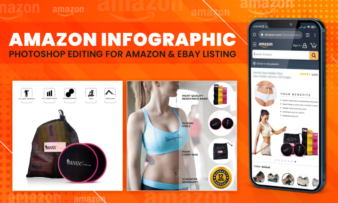 Gig Preview - Design amazon infographic, photoshop editing