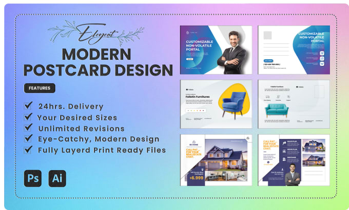 Gig Preview - Design an elegant, modern looking custom postcard, eddm, flyer, poster