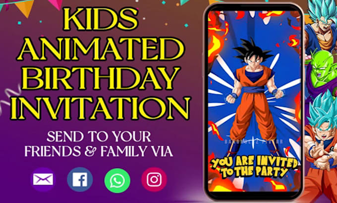 Gig Preview - Create kids animated birthday invitation