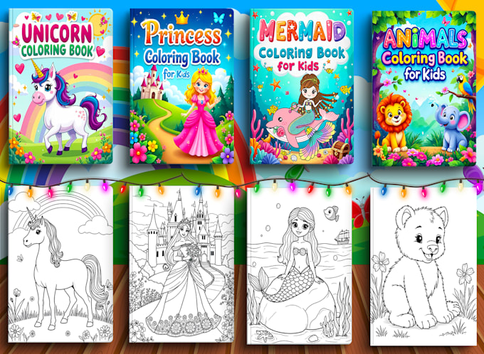 Gig Preview - Design kids coloring book cover and interior for amazon kdp