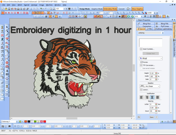 Gig Preview - Do quailty  embroidery digitizing into dst,pes,i n 1 hour