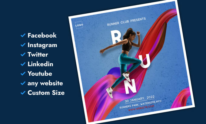 Gig Preview - Design any social media cover photo, post banner, and website ad