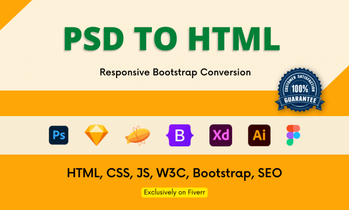 Gig Preview - Convert psd to html, xd to html, figma to html css bootstrap tailwind responsive