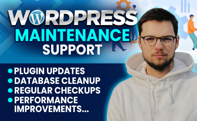 Gig Preview - Provide wordpress website maintenance, help and support monthly