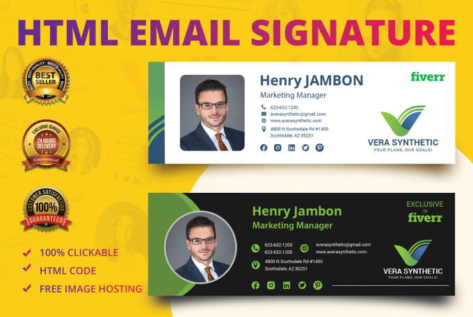 Gig Preview - Make a modern responsive HTML email signature for gmail