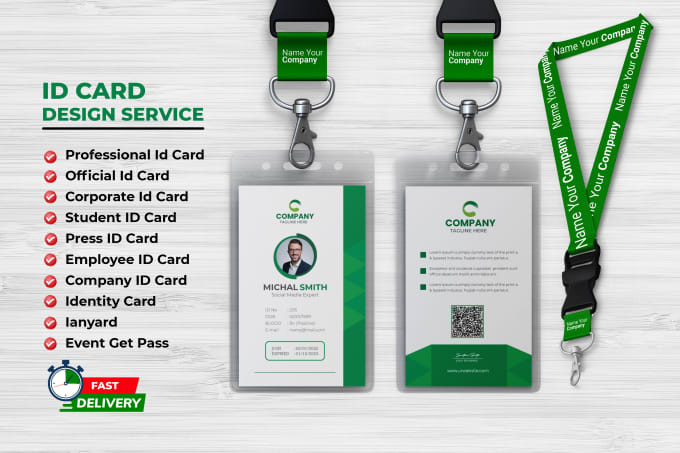 Gig Preview - Design professional id card student id card corporate id card identity card