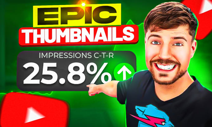 Gig Preview - Design amazing clickbait youtube thumbnail in 1 hour