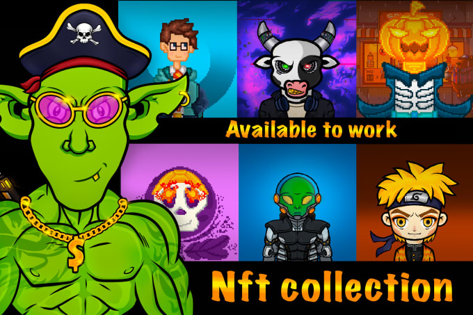 Gig Preview - Create custom cartoon character for your nft collection art