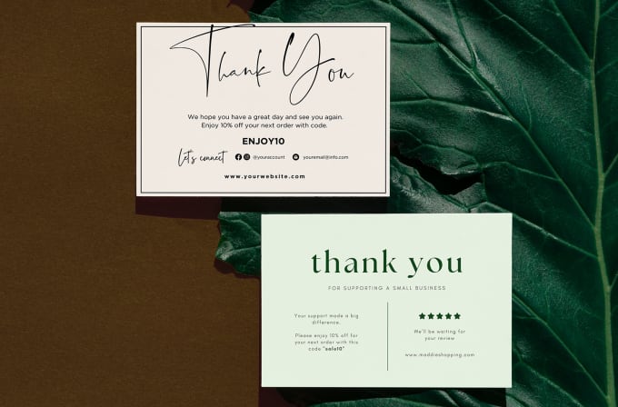 Gig Preview - Create beautiful thank you card for etsy, amzon, ebay shop