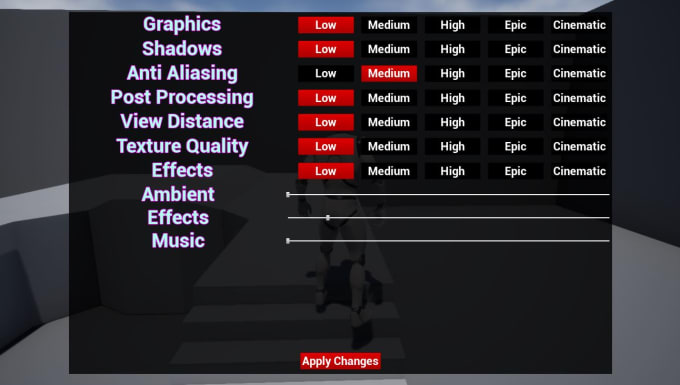 Gig Preview - Add graphics setting menu for your unreal engine game