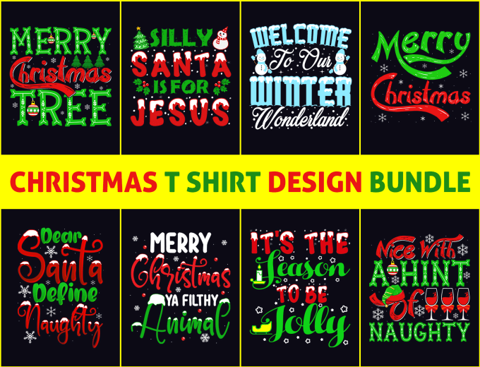 Gig Preview - Do custom christmas typography t shirt design for pod and merch