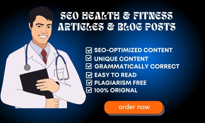 Gig Preview - Write seo health and fitness articles and blog posts