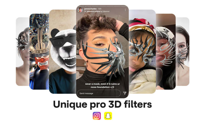 Gig Preview - Create unique pro 3d filter mask for instagram, snapchat and tiktok