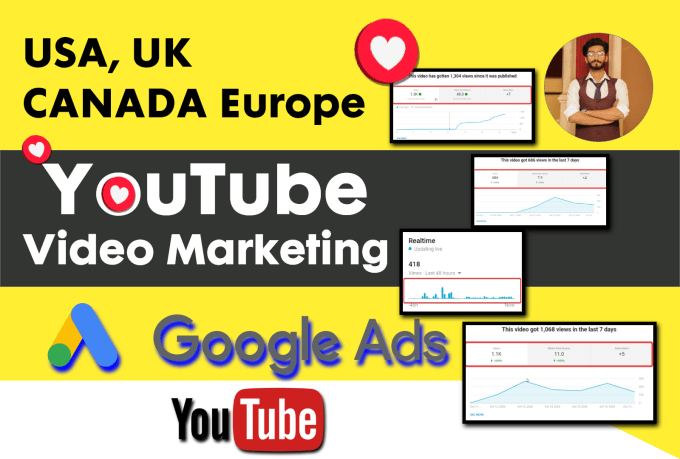 Gig Preview - Youtube video promotion by setup google ads in USA and europe