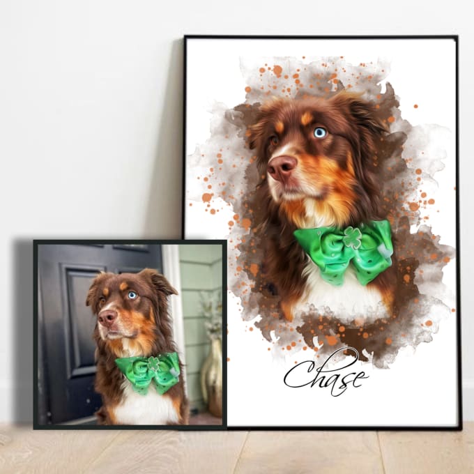 Gig Preview - Make a pet portrait with a watercolor style