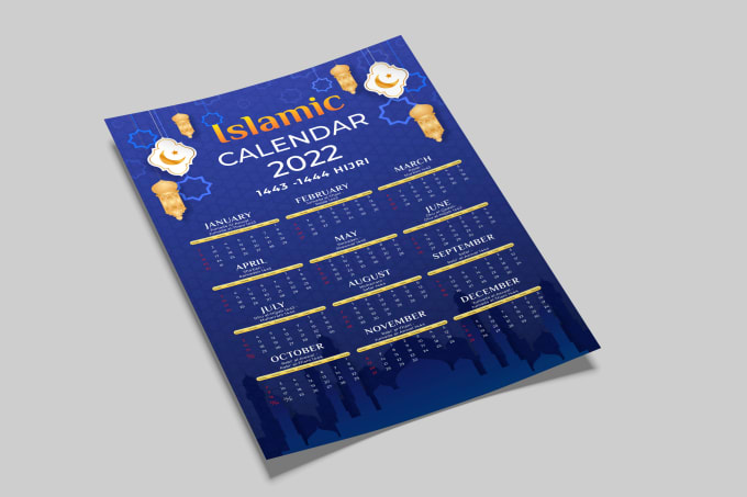 Gig Preview - Design a beautiful islamic yearly calendar