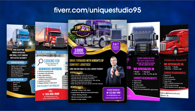 Gig Preview - Do logistics truck dispatch freight broker flyer