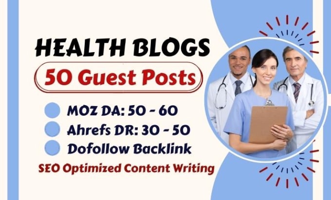 Gig Preview - Publish health guest post backlink domain authority 60