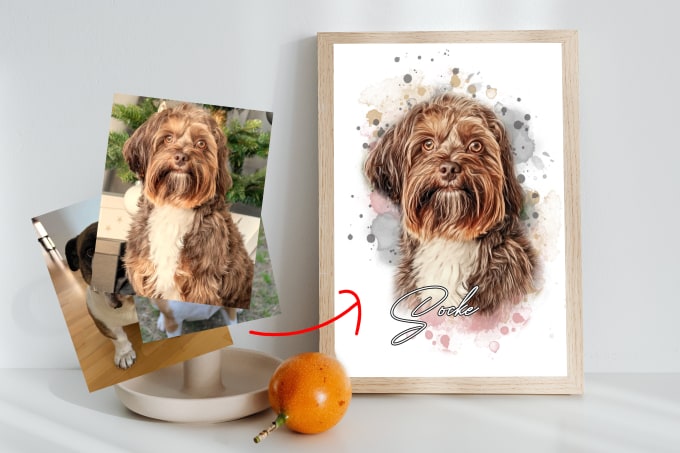 Gig Preview - Paint watercolor painting portrait of your pets, dogs, cats