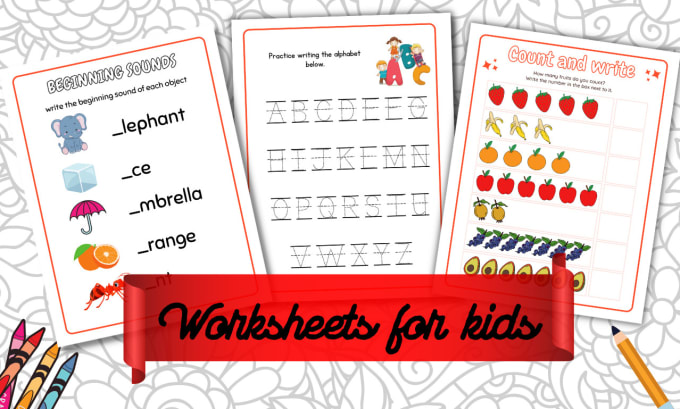 Gig Preview - Design kindergarten, preschool, montessori worksheets