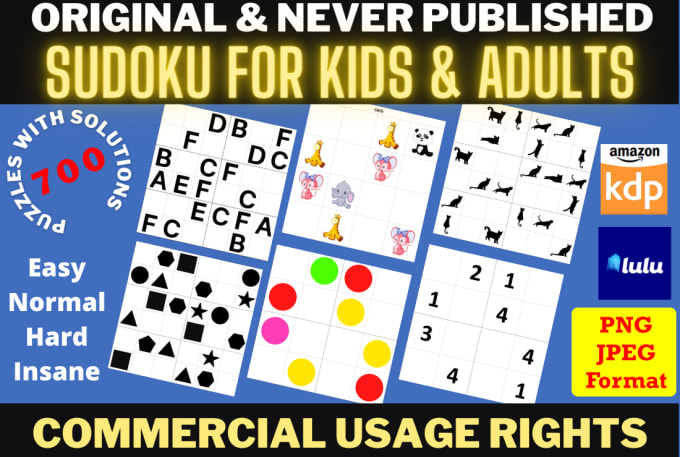 Gig Preview - Make 700 sudoku puzzles original never published for KDP