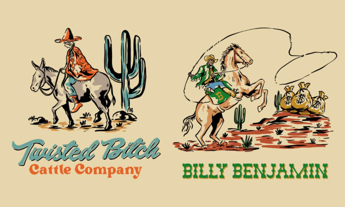 Gig Preview - Do great western cowboy illustration for apparel