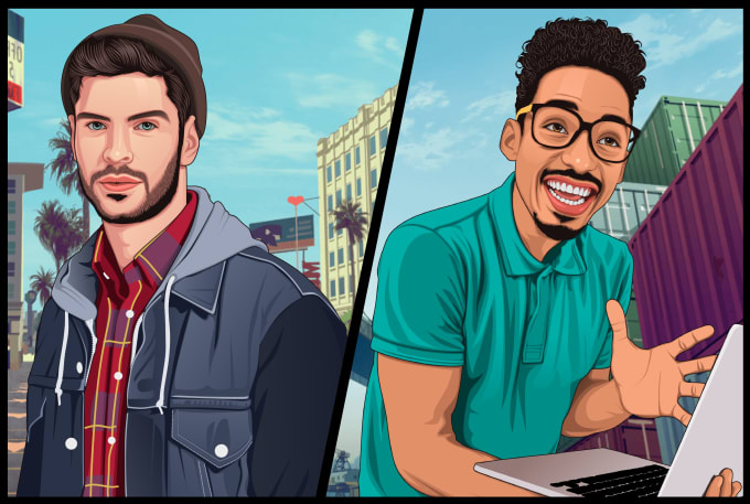 Gig Preview - Draw game or gta cartoon style artwork from your photos