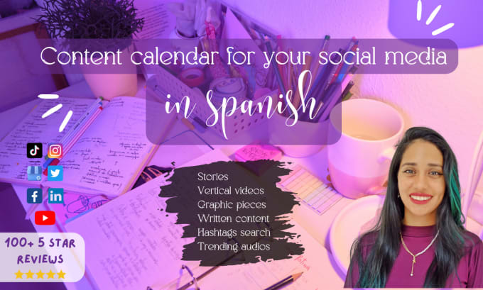 Gig Preview - Create a content calendar for your social media in spanish