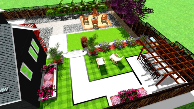 Gig Preview - Design  2d and 3d landscape backyard garden, patio render