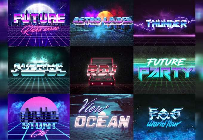 Gig Preview - Make 80s retro style logo by synthwave 3d neon style