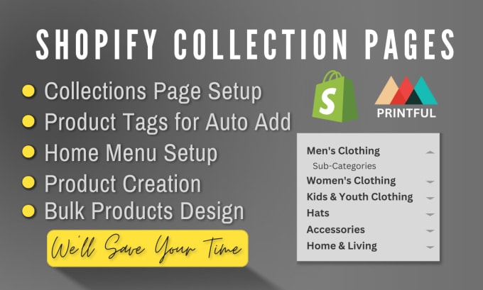 Gig Preview - Create shopify store collection pages tags navigation menu