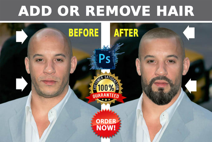 Gig Preview - Add hair, remove hair, retouch beard using photoshop