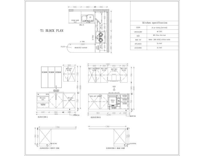 Gig Preview - Design your kitchen cabinets in cad