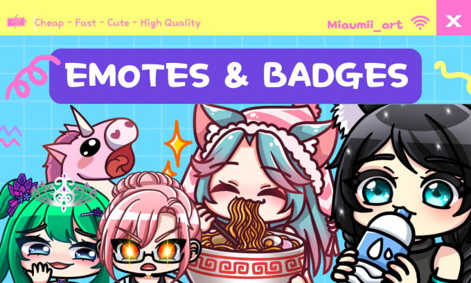 Gig Preview - Draw cute custom emotes and badges in anime style