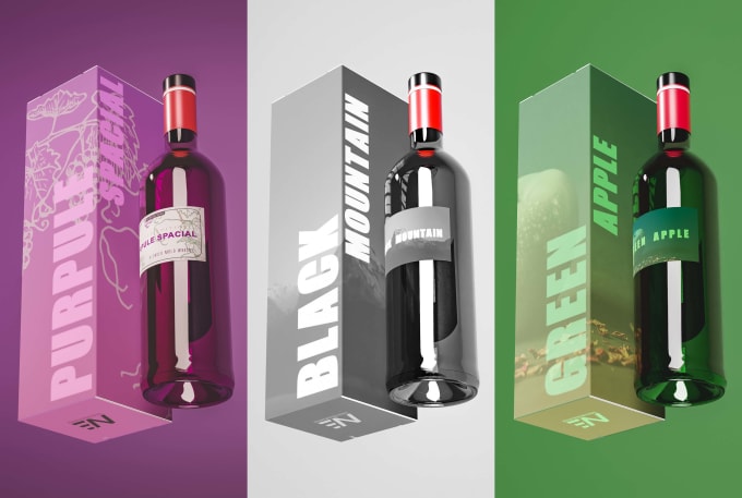 Gig Preview - Design wine, bottle label, package modeling and rendering