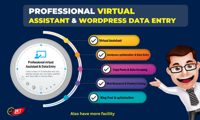 Gig Preview - Be your virtual assistant VA for data entry wordpress, product list, blog post