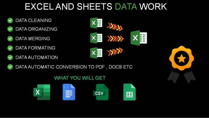 Gig Preview - Clean, organize, merge and format excel, google sheet and CSV data