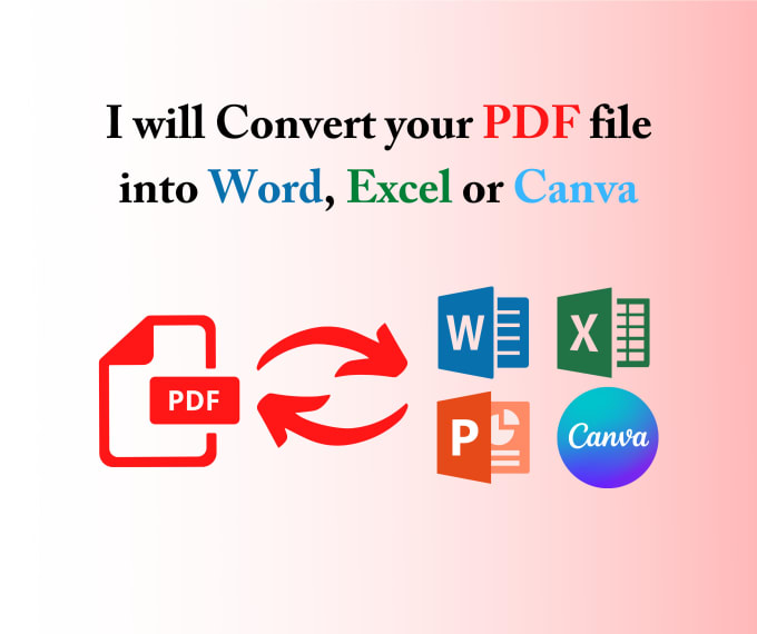 Gig Preview - Convert your PDF file into word, excel or canva