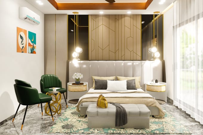 Gig Preview - Design amazing bedroom with realistic views