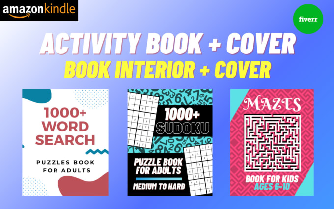 Gig Preview - Make sudoku , mazes , word search  book interior and cover for kdp