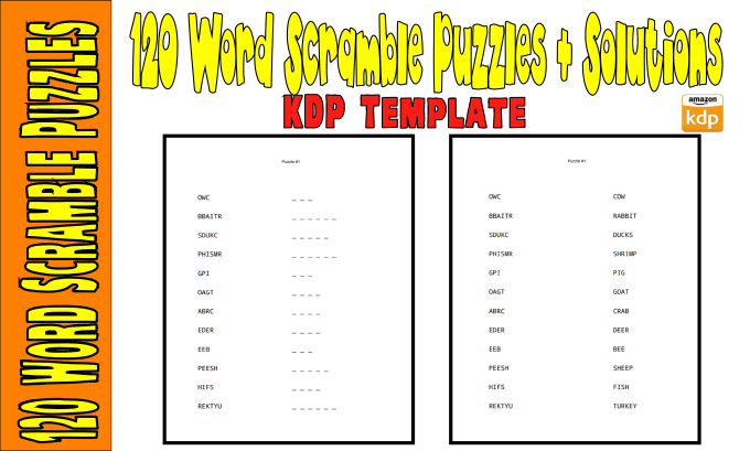 Gig Preview - Create word scramble puzzles for kids