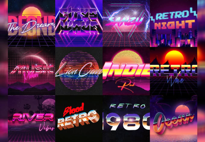 Gig Preview - Creat 80s retro vintage style neon and chrome 3d logo