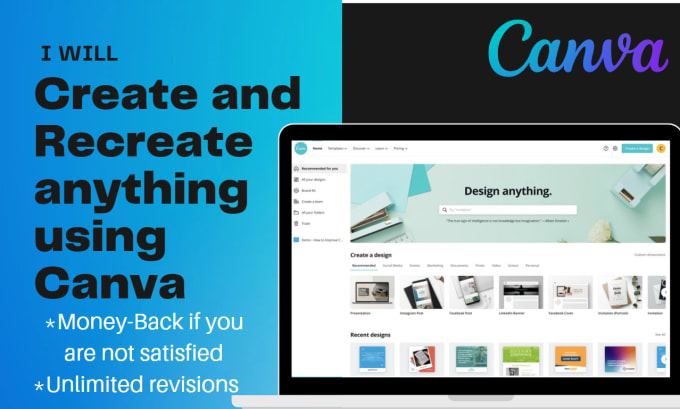 Gig Preview - Create, recreate or design anything using canva