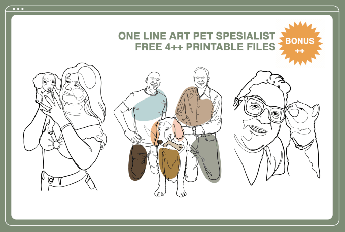 Gig Preview - Draw pet and owner line art human and dog for dog owner gift