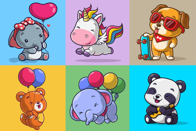 Gig Preview - Create cute cartoon characters, cute animals, cute human, mascot, object, etc