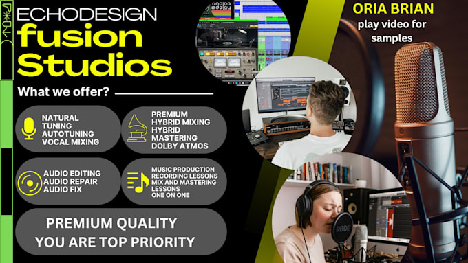 Gig Preview - Do radio ready mixing and mastering, free vocal tuning, song any genre