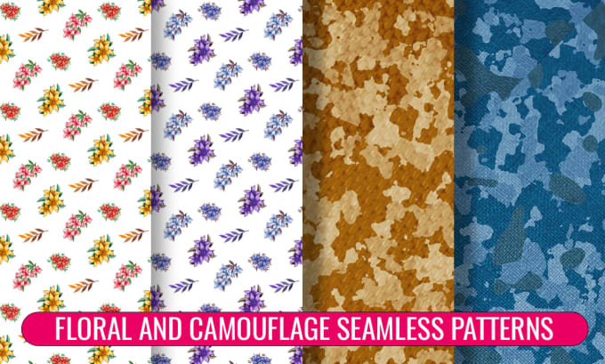 Gig Preview - Design fabric, floral and camouflage  seamless patterns